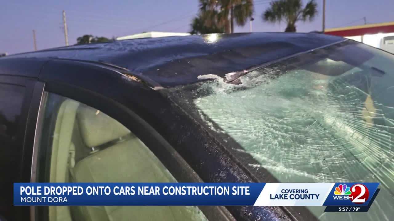 Pole falls on cars near Lake County roundabout work — WESH 2 Orlando, Round Rock Community news
