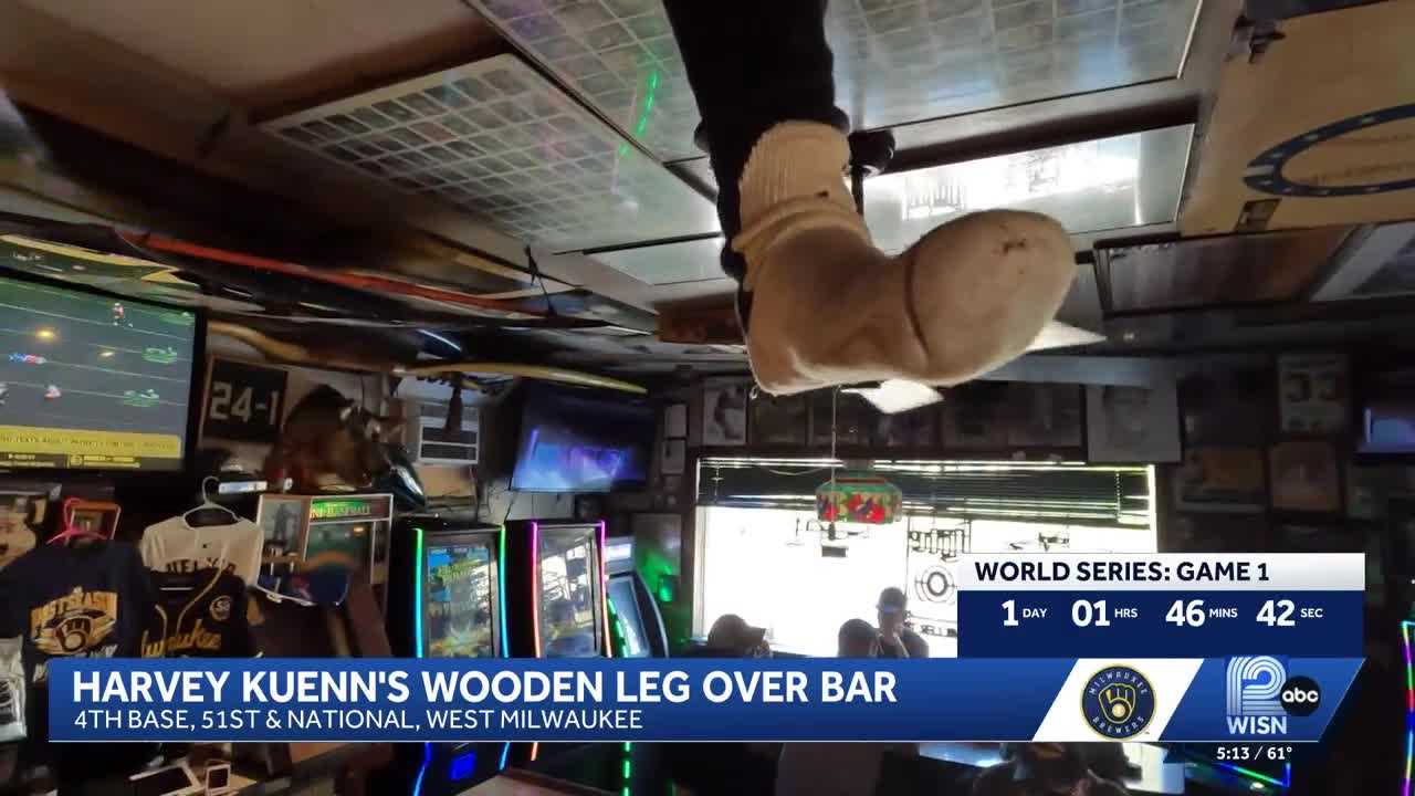 Prosthetic leg of '82 Brewers manager hangs in West Milwaukee bar — WISN 12 Milwaukee, Round Rock Sports news